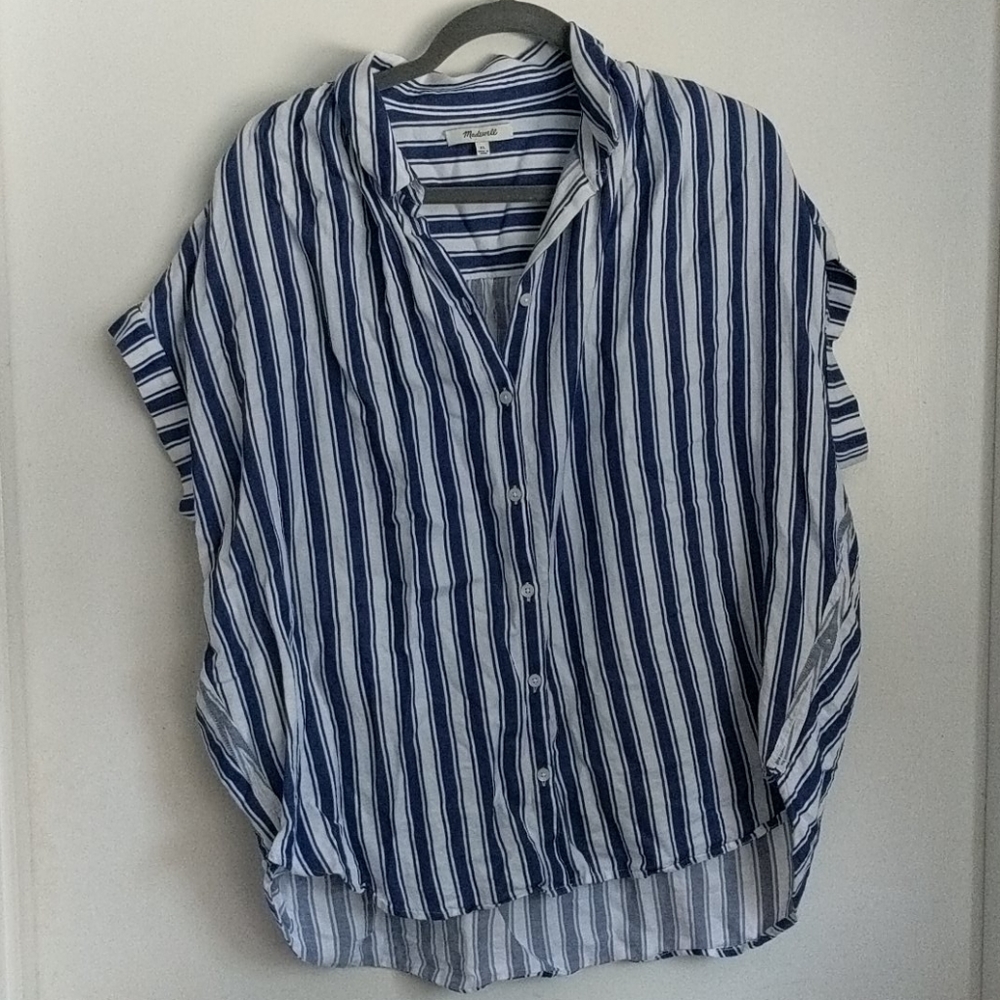 Madewell - Striped shortsleeve button up - XL